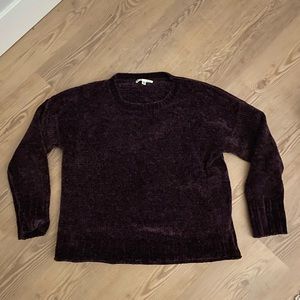 Seven7 Purple Chenille Oversized Crewneck Cropped Sweater